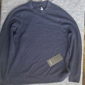 Lululemon Textured Knit Crewneck Sweater Blue Coolmax Classic Fit Size Large